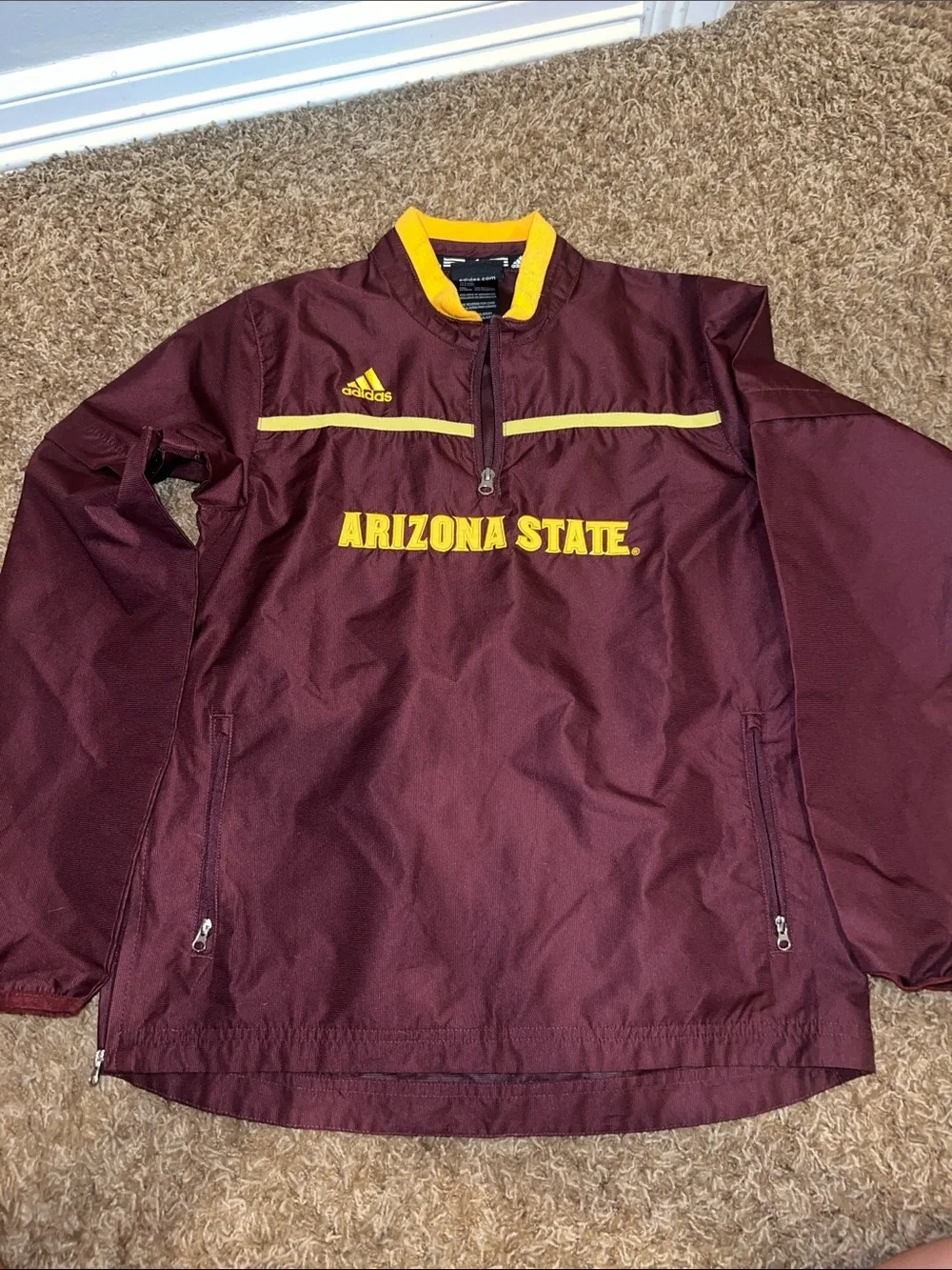 Adidas Arizona State Kids Maroon & Gold Pullover Jacket/Windbreaker